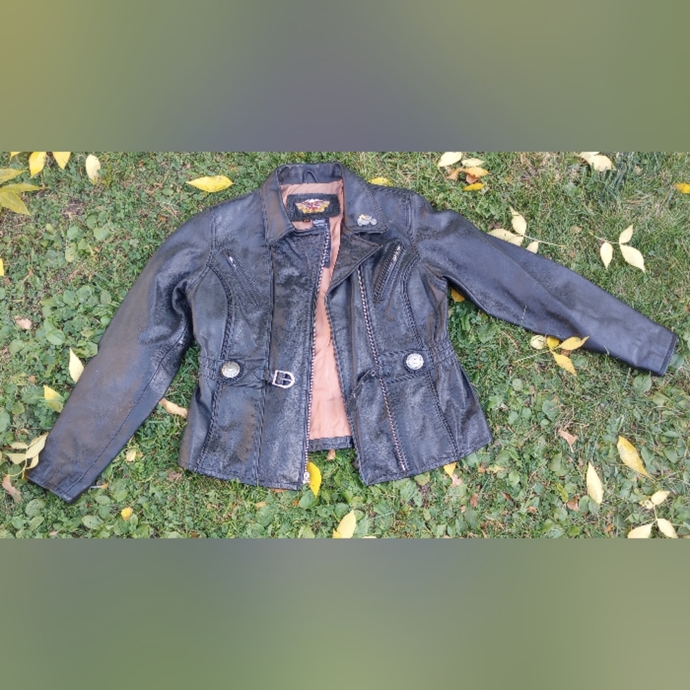 Black Leather Harley Jackets Women's Missy Size 2XL
